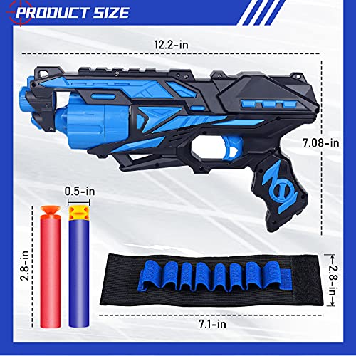 POKONBOY 2 Pack Blaster Toy Guns for Boys Fit for Nerf Guns Darts 6Dart Rotating Barrel Foam Bullets Hand Gun Toys with 80 Refill Darts and 2 Wristbands Gifts for 6 7 8 9 10 Years Kids Christmas - Image 5
