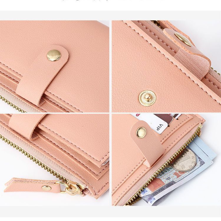 Multifunctional Solid Color PU Leather Wallet, RFID Blocking Design Portable Daily Storage Purse for Cards Cash Coin Business Use - Image 3