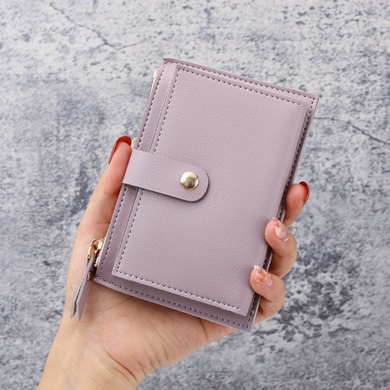Multifunctional Solid Color PU Leather Wallet, RFID Blocking Design Portable Daily Storage Purse for Cards Cash Coin Business Use - Image 1