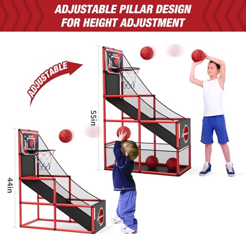 HYES Basketball Arcade Game Indoor Outdoor Kids Basketball Hoop with 4 Balls Pump Single Shot Basketball Game at Home Carnival Games Sport Toys for Boys Girls Teens - Image 5
