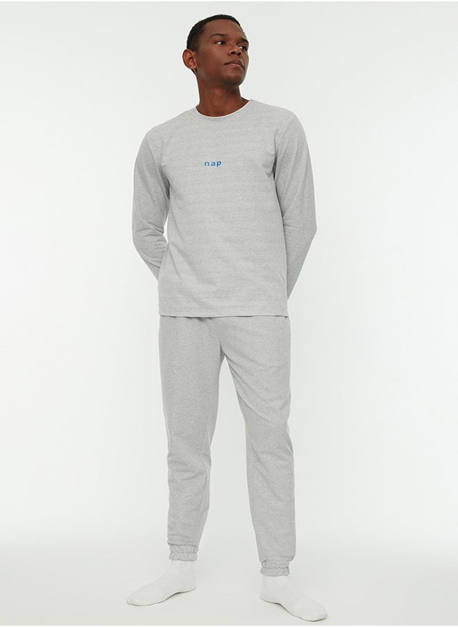 trendyol Pajama Set - Gray - Plain  - Image 2