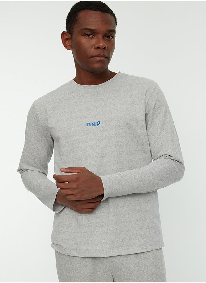 trendyol Pajama Set - Gray - Plain  - Image 3