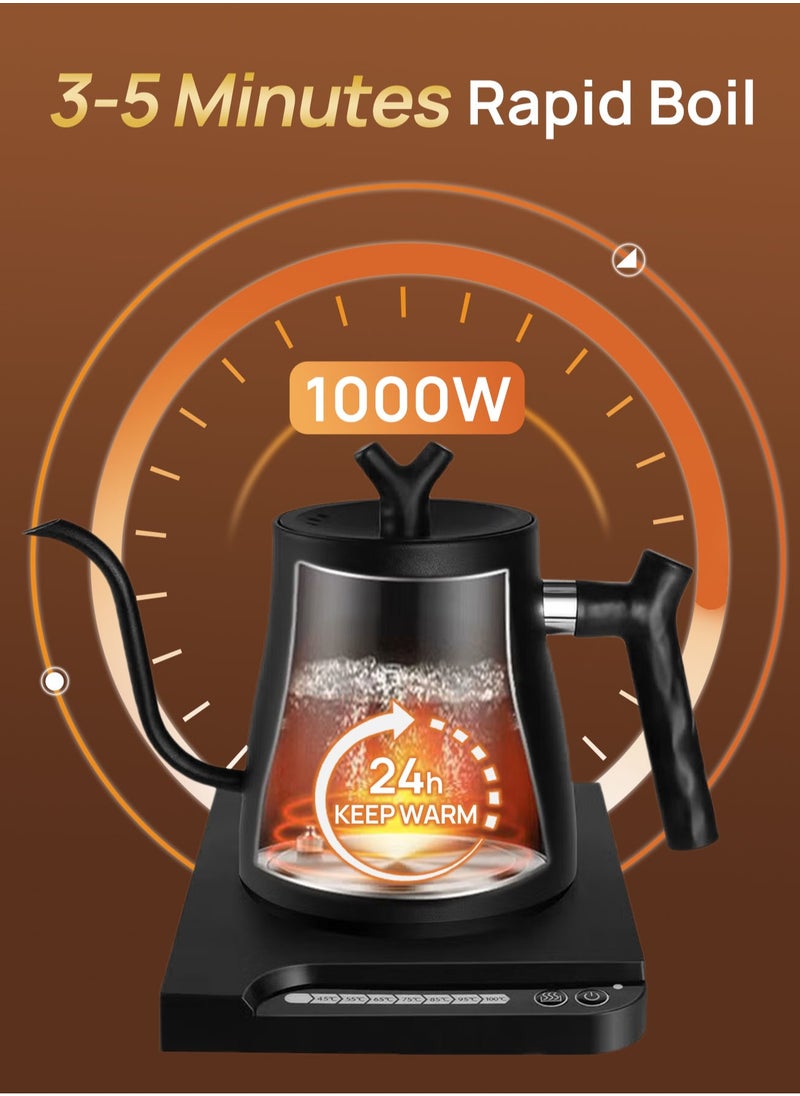 DSP Electric Gooseneck Kettle 1L 1000W Water Kettle for Pour-over Coffee & Tea, 304 Stainless Steel Coffee and Tea Pot, Constant Temperature Coffee Kettle  - Image 5