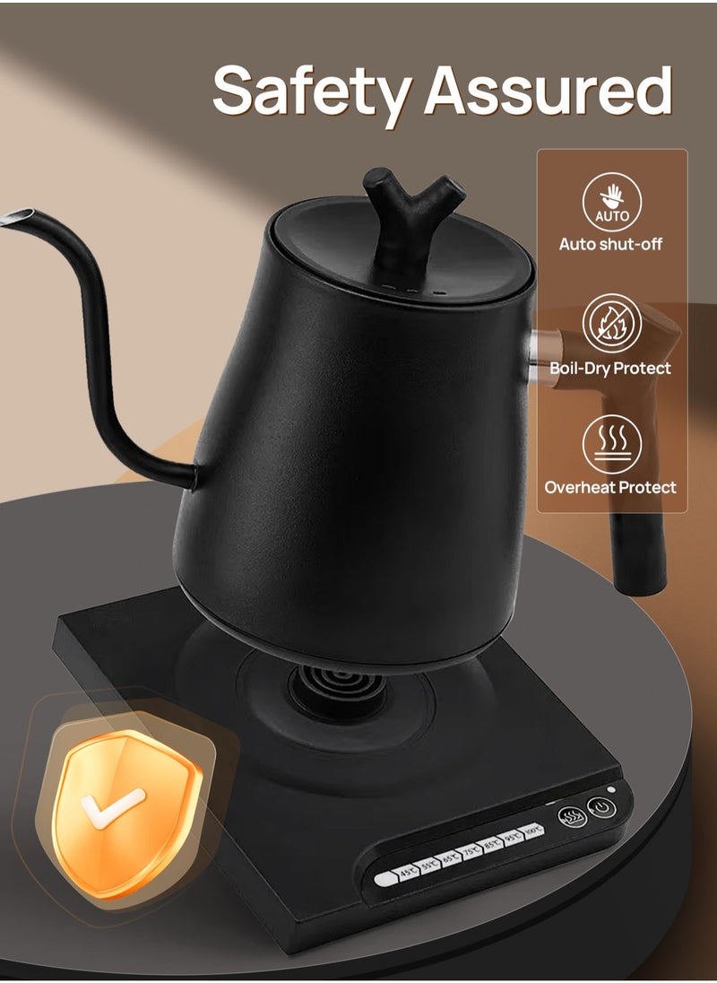 DSP Electric Gooseneck Kettle 1L 1000W Water Kettle for Pour-over Coffee & Tea, 304 Stainless Steel Coffee and Tea Pot, Constant Temperature Coffee Kettle  - Image 4