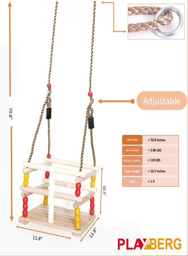 PLAYBERG Wooden Baby Swing with Hanging Ropes, for Babies and Toddlers - Image 5
