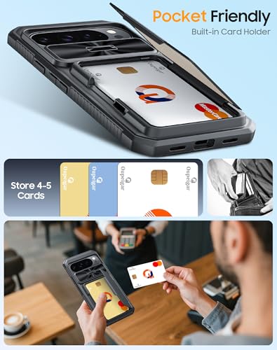 oupeigar for Google Pixel 10 Pro XL Case with Card Holder & RFID Blocking & Sliding Camera Cover & Kickstand Non-Slip Full-Body Shockproof Wallet Phone Case for Pixel 10 Pro XL (Black) - Image 3