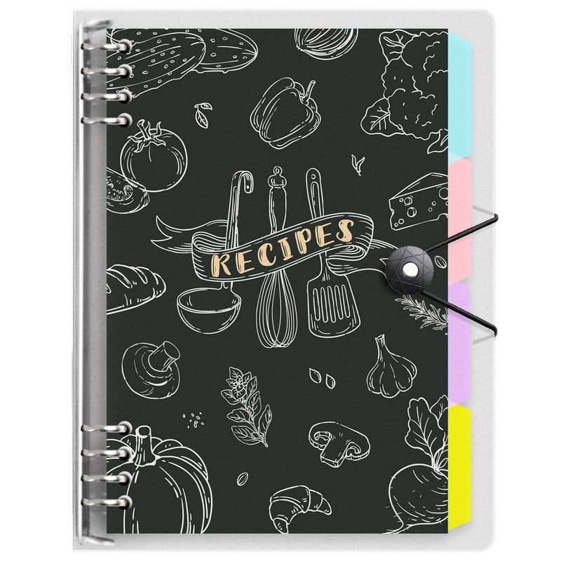 LOAPEM Blank Recipe Book to Write in Your Own Food Journal, Two Pages for a Recipe, PVC Binder Style Notebook with 120 Pages, 100gsm Thick Paper for Kitchen, Gift, Family Cooking Lover - Image 1
