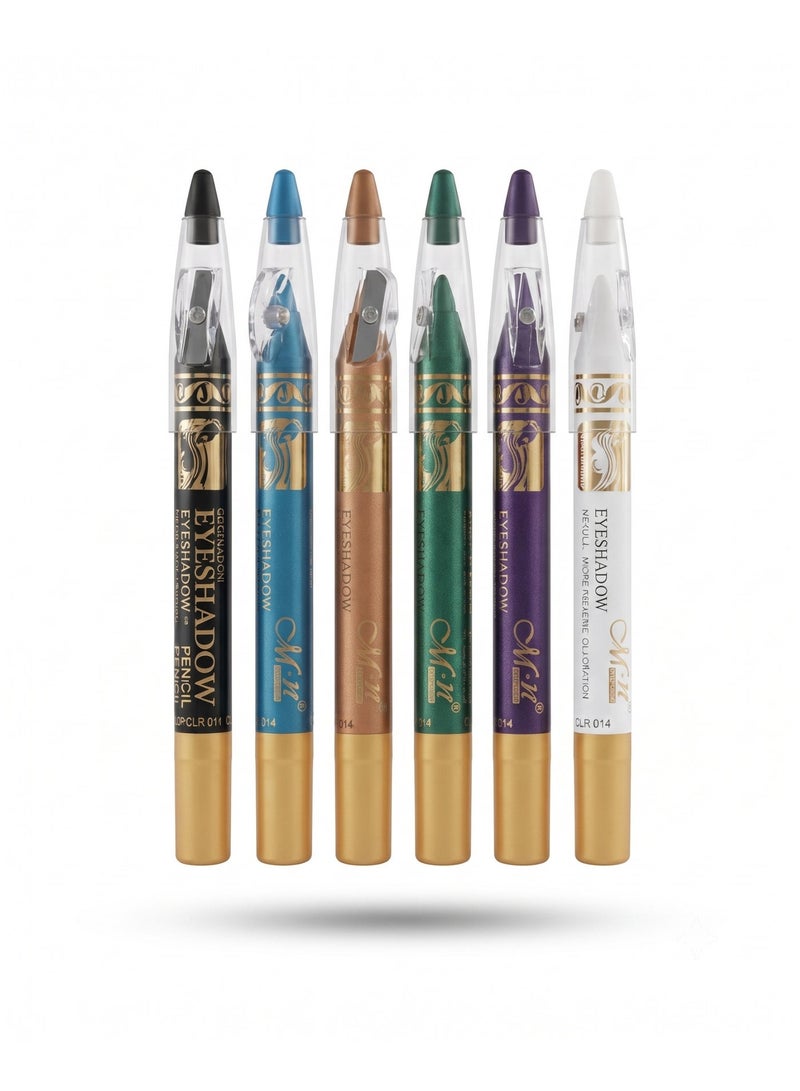 Mn MENOW MeNow Eyeshadow Pencil Set of 6 with Sharpener, Set No. A - Image 3