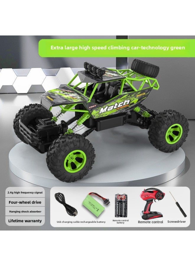 Children's Remote Control Off-road Vehicle High-level Sense Toy Travel Outdoor Play Car Charging High-speed Four-wheel Drive Climbing Car-Color:Light Version★Abs Green Extra Large 38cm Four-wheel Dr