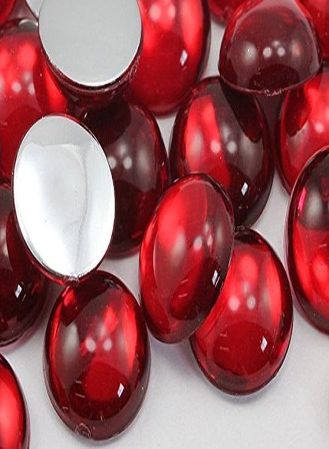 13mm Red Ruby .TM Flat Back Acrylic Round Cabochon Pro Grade - 50 Pieces
