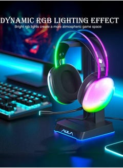 AULA S505 Gaming Headset with Mic for PC,Wired Gaming Headphone,RGB Rainbow Backlit,Virtual 7.1 Surround Sound, 50mm Driver, Soft Memory Earmuffs, Wired Laptop Desktop Computer Headset, Black  - Image 5
