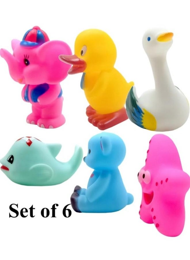 Manos Set of 6 Big Size Chu Chu Animal Shape Bath Toys, Elephant, Duck, Swan, Fish, Starfish, Bear Bath Toy  - Image 3