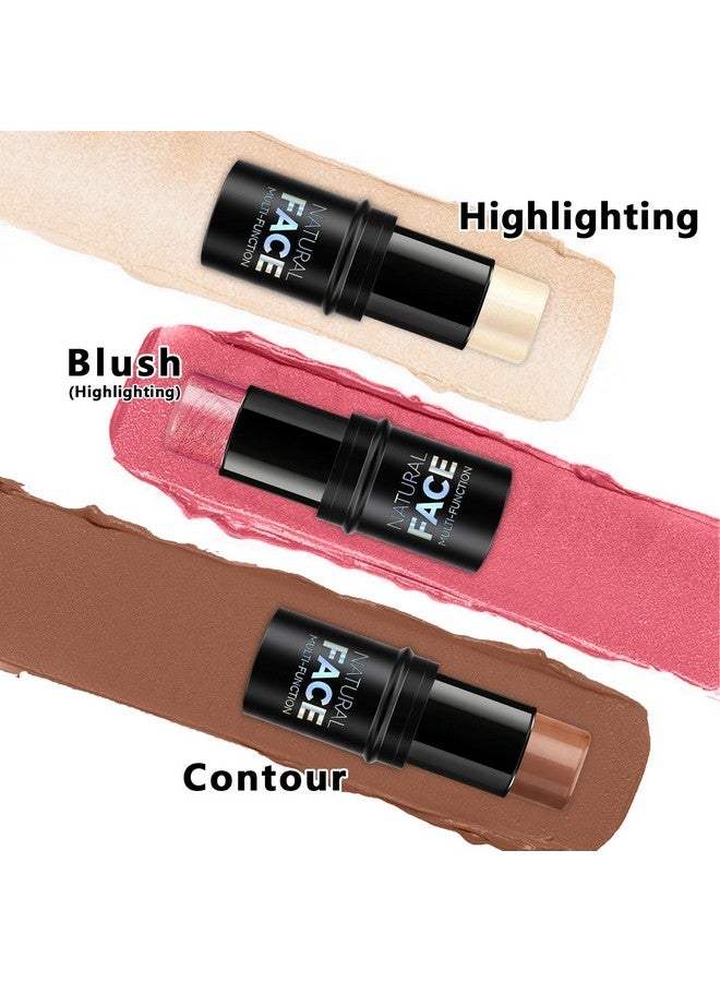 LemonSac 3Pcs Cream Contour Stick Makeup Kit, Shades With Highlighter Stick, Blush Stick And Bronzer Contour Stick For Sculpt The Cheeks, Long Lasting, Waterproof, Matte & Dewy Finish (Light) - Image 2