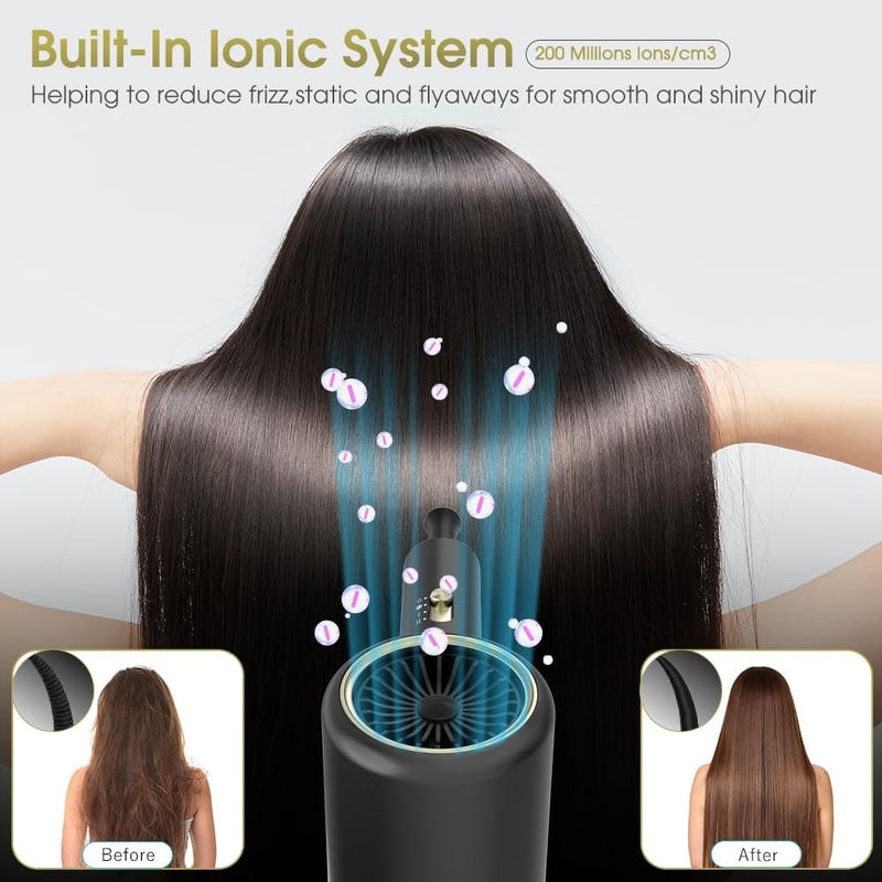 Oxsaytee hair dryer 2400W Professional Salon Mini Size Hair Blow Dryer with Diffuser Low Noise Storage Bag Bow Dryer for Curly Hair Fast Drying For Home Salon Travel (Black) - Image 3