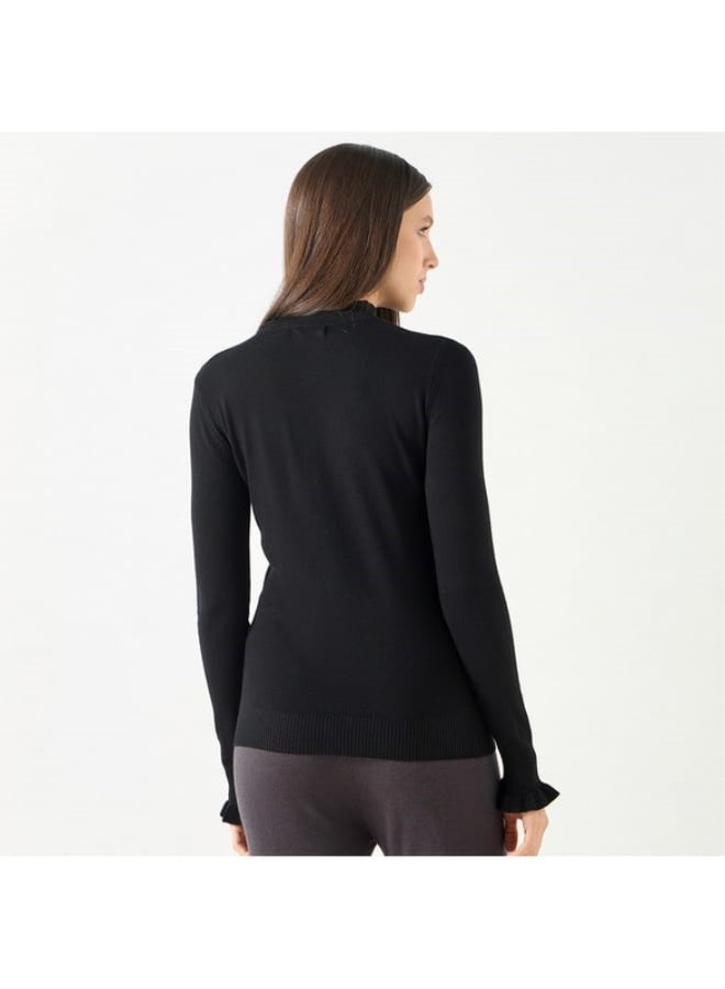 2Xtremz 2Xtremz Ribbed Funnel Neck Sweater with Long Sleeves  - Image 4