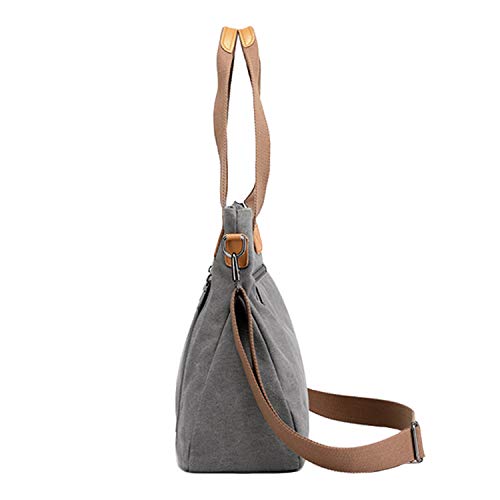 Sunshinejing Women's Canvas Tote Handbags Vintage Casual Shoulder Work Bag Crossbody Purses (Grey) One Size - Image 5