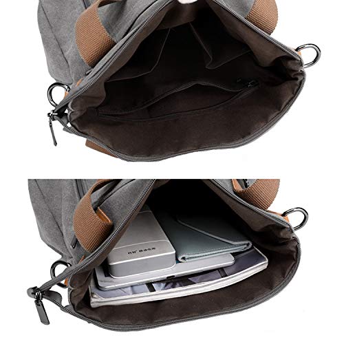 Sunshinejing Women's Canvas Tote Handbags Vintage Casual Shoulder Work Bag Crossbody Purses (Grey) One Size - Image 4