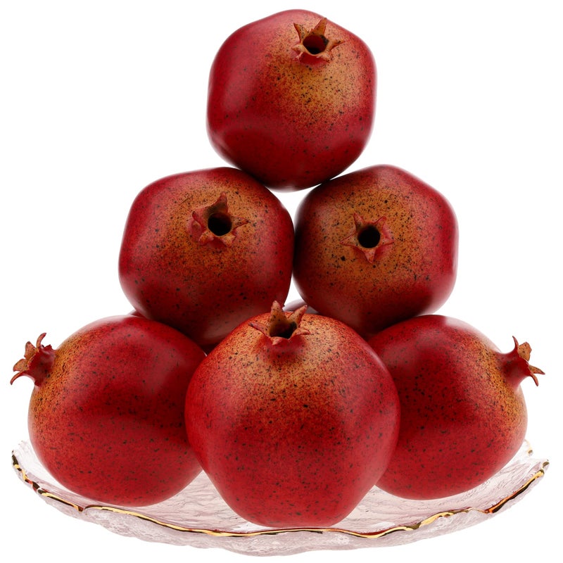 Meiwlong 6PCS Fake Pomegranates Artificial Pomegranate Fruit Bowl Fillers for Home DecorLifelike Faux Fake FruitKitchen Table Centerpiece Decor Wedding Party Indoor Photography Props