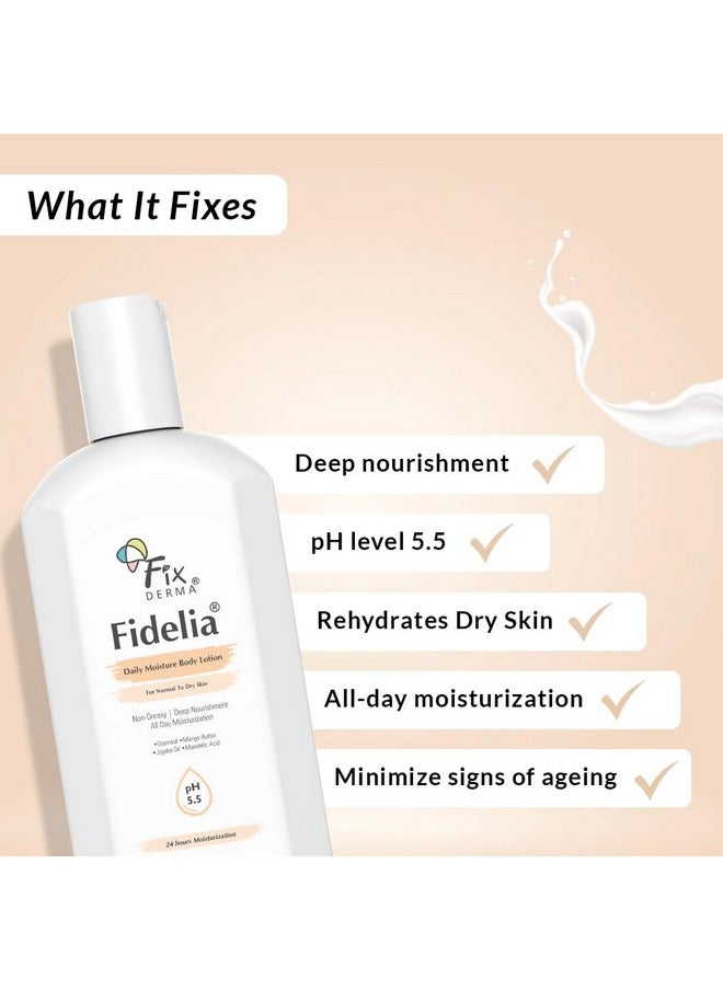 FIXDERMA - Fixderma Fidelia Daily Moisture Body Lotion | Moisturizer for Face & Body | Body Lotion for Winter | Body Lotion for Women & Men | Body Lotion for Dry Skin with Jojoba Oil & Oatmeal - 250Ml - Image 1