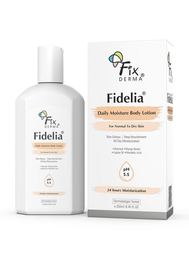FIXDERMA - Fixderma Fidelia Daily Moisture Body Lotion | Moisturizer for Face & Body | Body Lotion for Winter | Body Lotion for Women & Men | Body Lotion for Dry Skin with Jojoba Oil & Oatmeal - 250Ml - Image 1