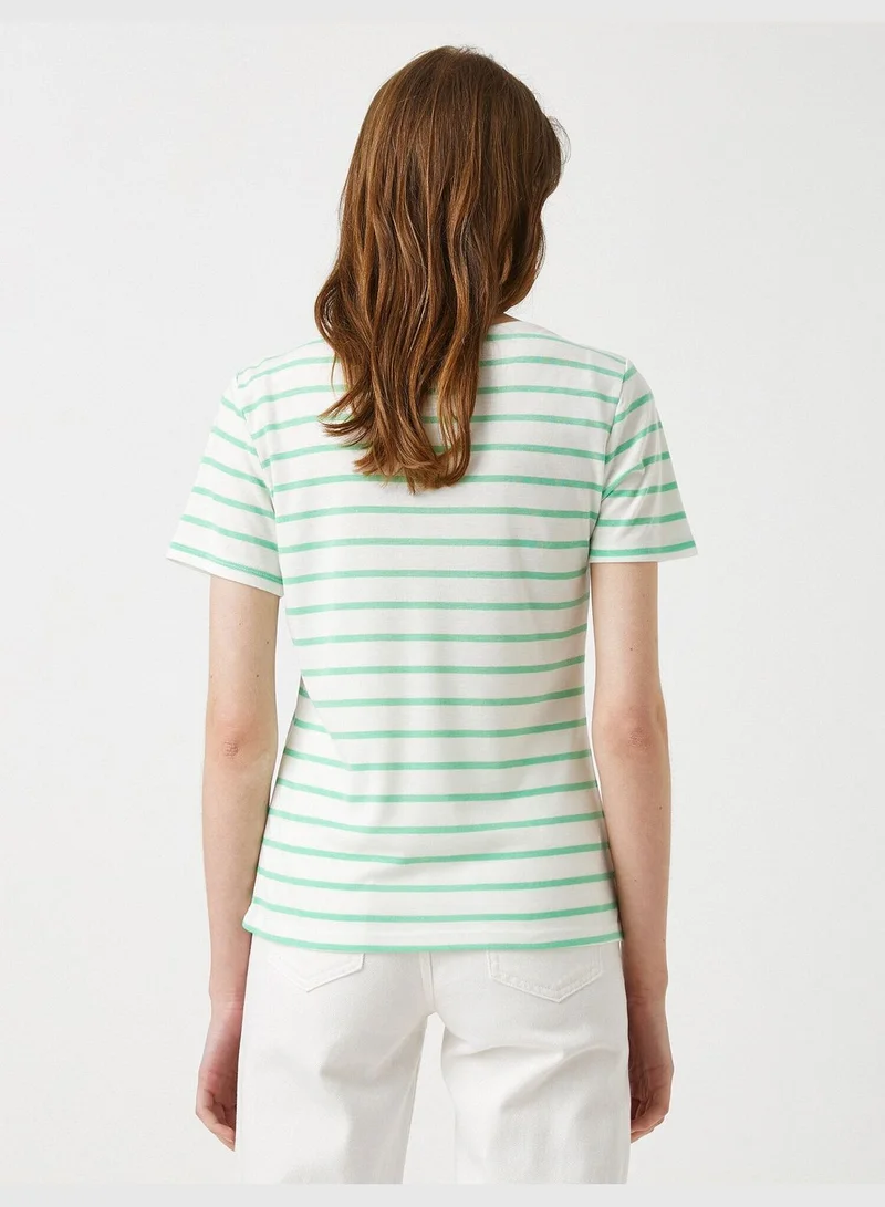 KOTON Striped T-Shirt Short Sleeve