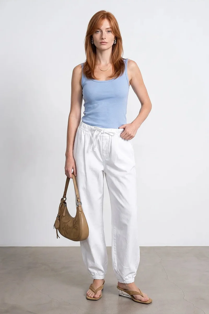 Dilvin Baby Blue DILVIN Ribbed Fitted Camisole Top for Women | Best Price UAE