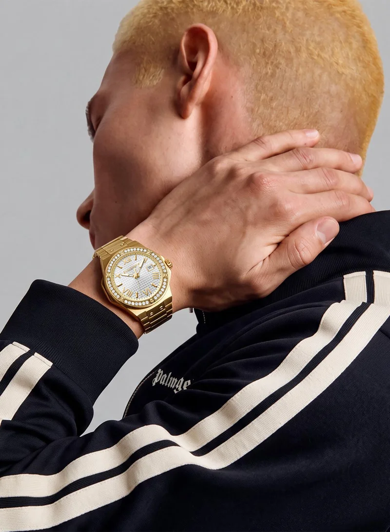 Palm Angels Silver Stratos Silver Dial Gold Stainless Steel Bracelet Analog Watch for Men, 44mm for Men | Best Price UAE