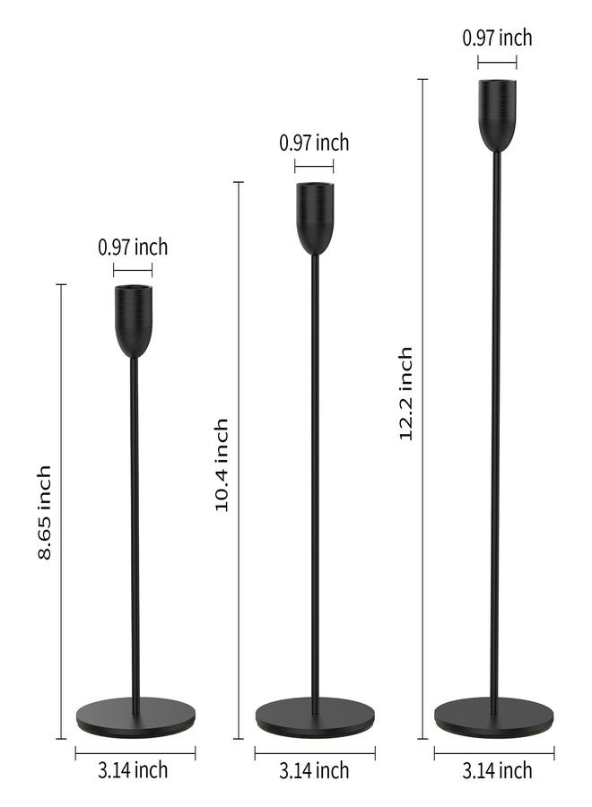 ChefBee Black Tall Candle Candlestick Holder, 3PCS Taper Pillar Candle Sticks Stand Holders Decor, Centerpiece Dining Table Wedding Festive Fireplace Mantle Vintage Room Decor, Housewarming Gift - Image 2