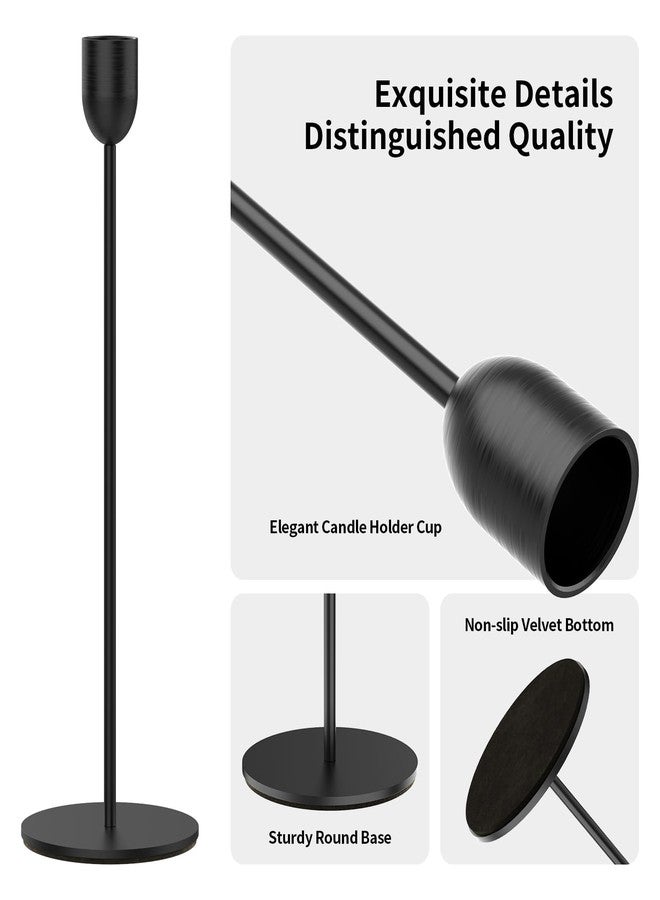 ChefBee Black Tall Candle Candlestick Holder, 3PCS Taper Pillar Candle Sticks Stand Holders Decor, Centerpiece Dining Table Wedding Festive Fireplace Mantle Vintage Room Decor, Housewarming Gift - Image 3