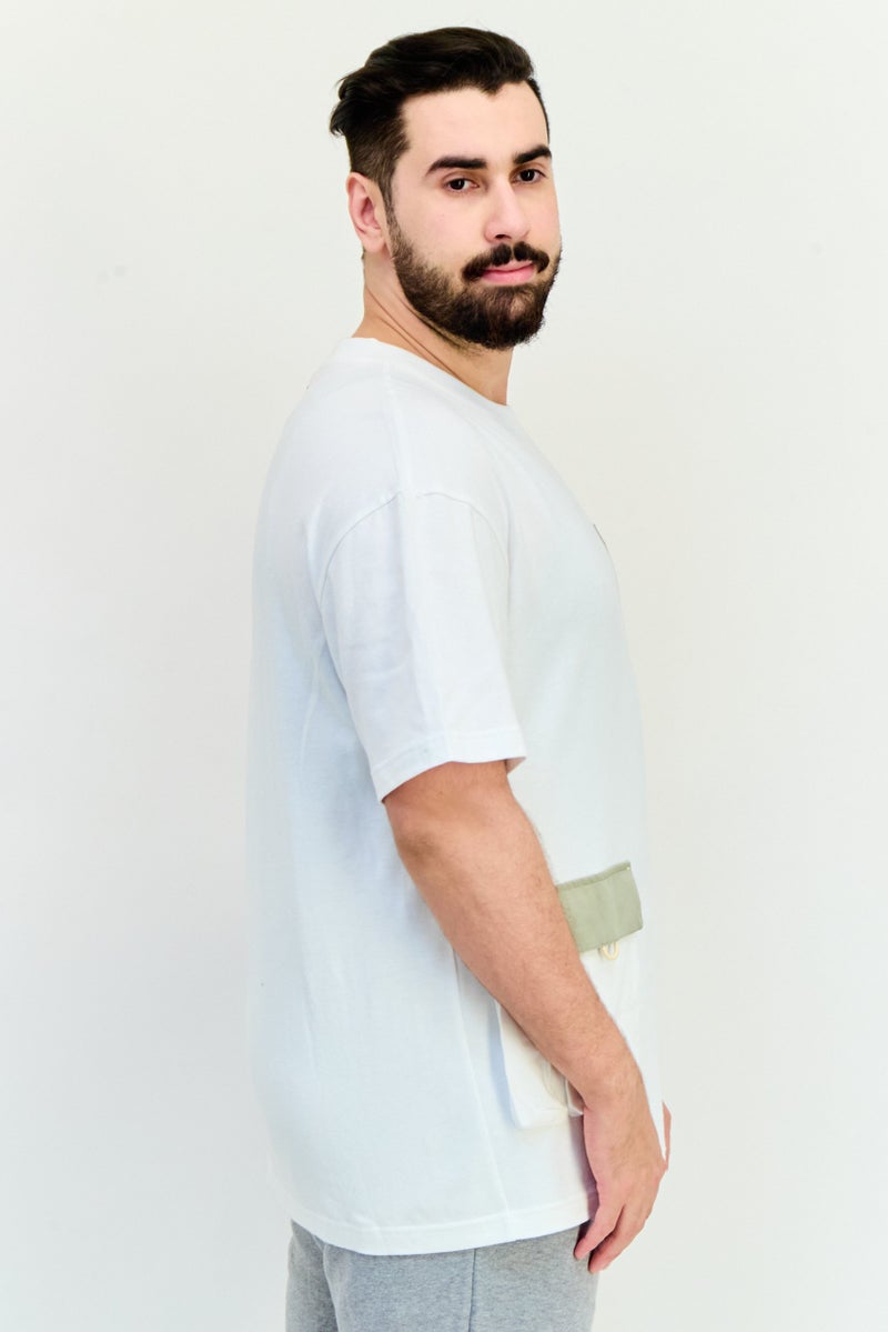 PUMA تي شيرت رجالي بأكمام قصيرة ومناسب للاسترخاء مع شعار مطرز، أبيض - Image 2