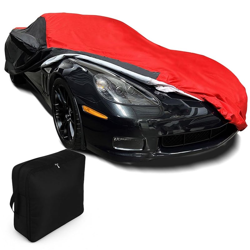 C6 Corvette Car Cover Custom Fit OutdoorIndoor Protection Ultraguard Plus 300 Denier Water Resistant for 20052013 C6 Z06 ZR1 Grand Sport Corvettes RedBlack