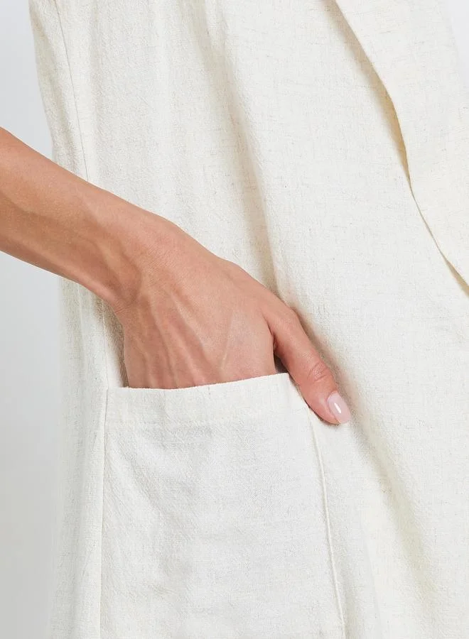 Take Two Solid Lapel Pocket Detail 3/4 Sleeve Blazer