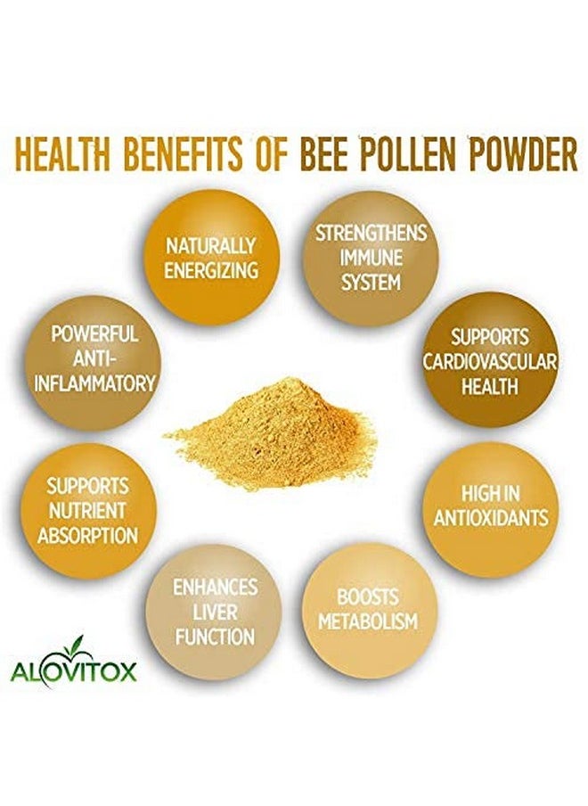 ALOVITOX - Bee Pollen Powder ; 100% Pure Natural Raw Bee Pollen Antioxidants Proteins Vitamins B6 B12 C And A Amino Acids And More (Bee Pollen Powder 8 Oz) - Image 1