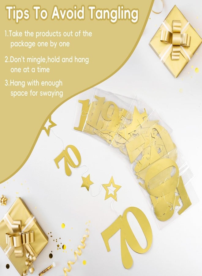 Eucutur Gold 70th Birthday Decorations for Men Women, Pre-Stung Glitter Twinkle Number 70 Years Old Vintage 1955 Hanging Streamer Banner Party Supplies, Cheers 70th Birthday Gift Decor - Image 3