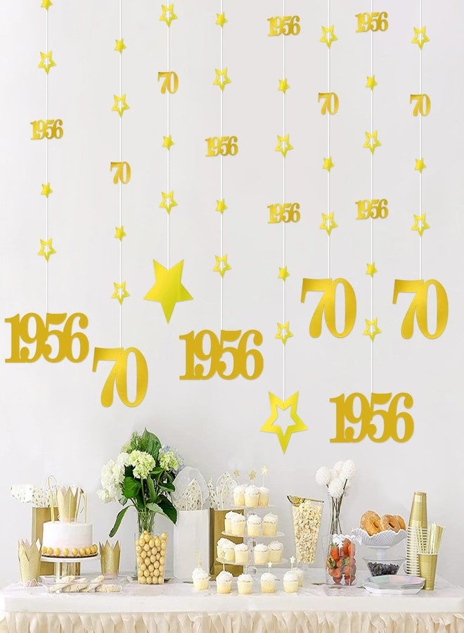 Eucutur Gold 70th Birthday Decorations for Men Women, Pre-Stung Glitter Twinkle Number 70 Years Old Vintage 1955 Hanging Streamer Banner Party Supplies, Cheers 70th Birthday Gift Decor - Image 4