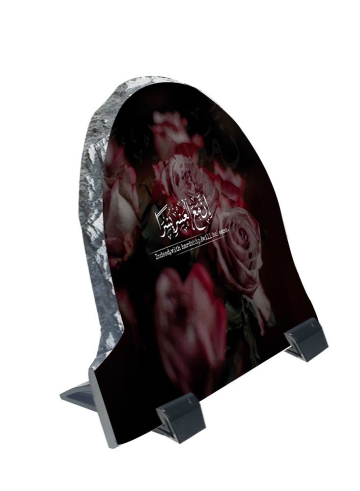 Service Zone Protective Printed White Rock Shape Marble Photo Frame for Table Top Quran Aayat  - Image 2