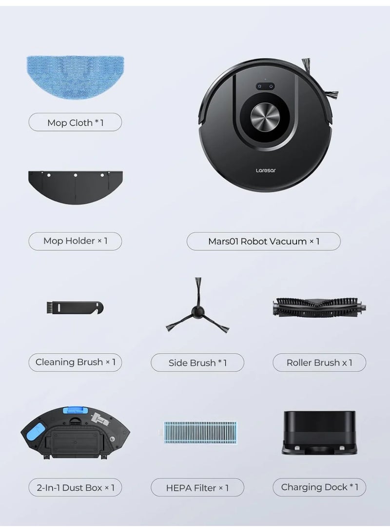 Laresar Mars01 Robot Vacuum and Mop Combo, 5000Pa Suction, LIDAR Navigation - Image 2
