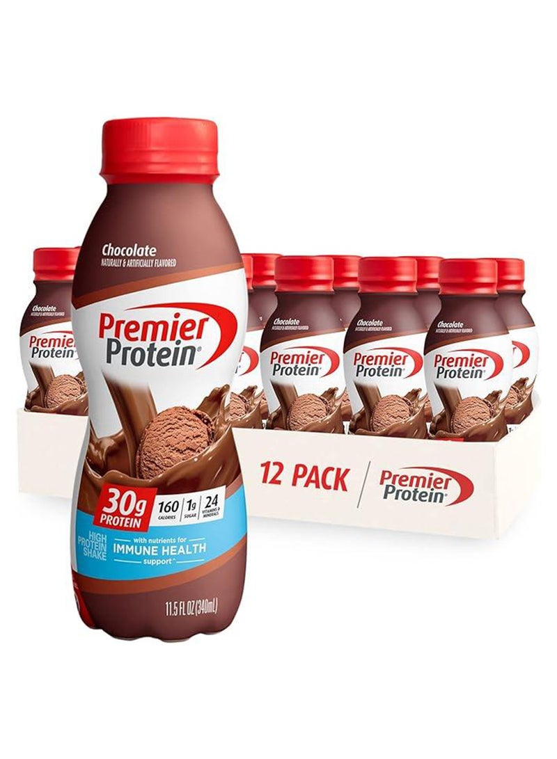 Premier Protein Pack Of 12 Chocolate Shake 30G Protein 1G Sugar 24 Vitamins Minerals Nutrients To Support Immune Health, 11.50 Fl Oz - Image 1