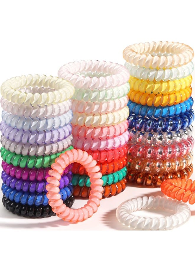 DealEachDay 32Pcs Spiral Hair Ties,No Crease Coil Hair Ties,Phone Cord Hair Elastics Coils,Candy Colors Spiral Bracelets Ponytail Holders Hair Accessories for Women Girls - Image 1