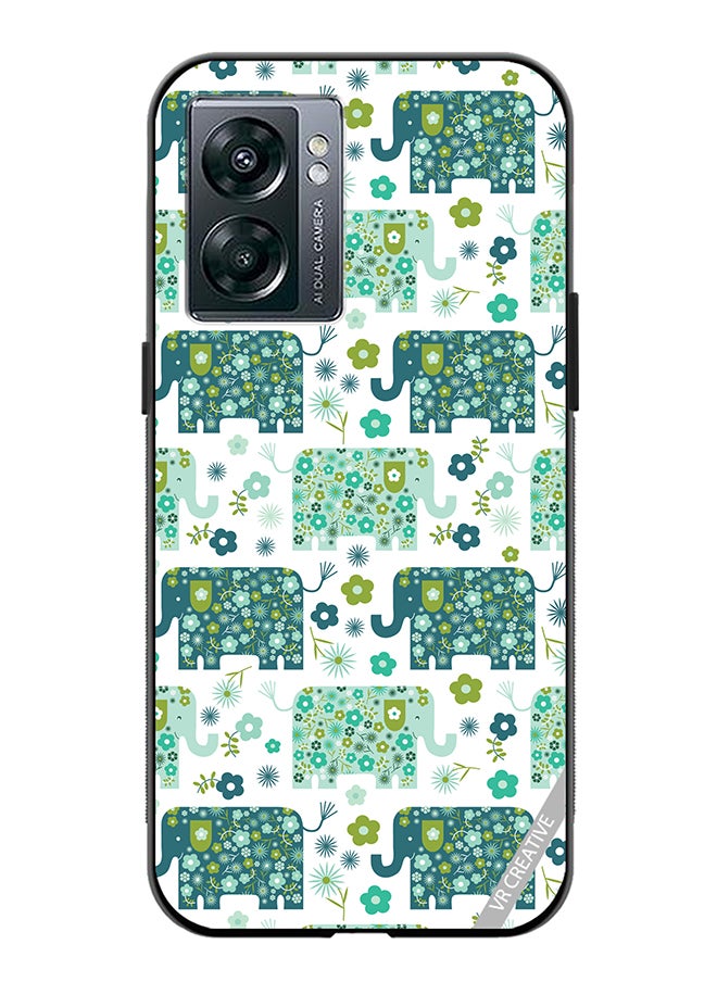 VR CREATIVE Protective Case Cover For Oppo A57 5G Cute Elephant Green Design Multicolour  - Image 1