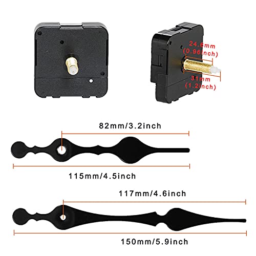 Carkio Long Shaft High Torque Hook Quartz Clock Movement - 31MM With 2 PCS Hands, DIY Repair Wall Clock Kit, 1 Set - Image 2