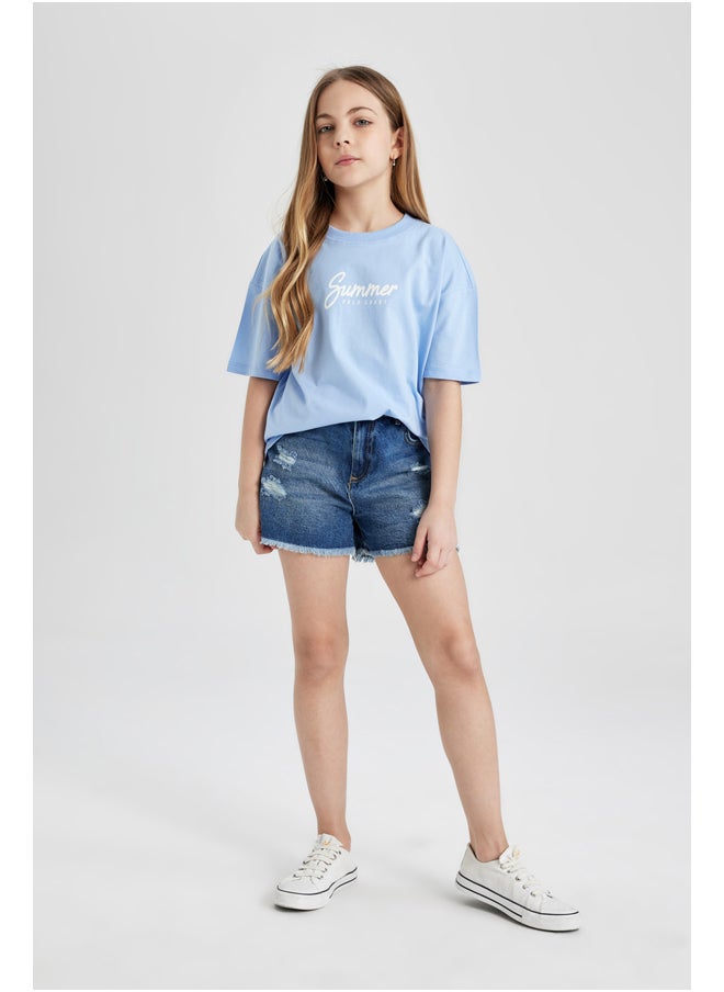 DeFacto - Girl Oversize Fit Knitted Short Sleeve Body - Image 1