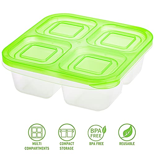 AVLA 10 Pack Bento Snack Boxes, Reusable Meal Prep Containers, 4-Compartment To Go Bento Lunch Boxes, Stackable Divided Food Storage Containers for Work and Travel - Image 3