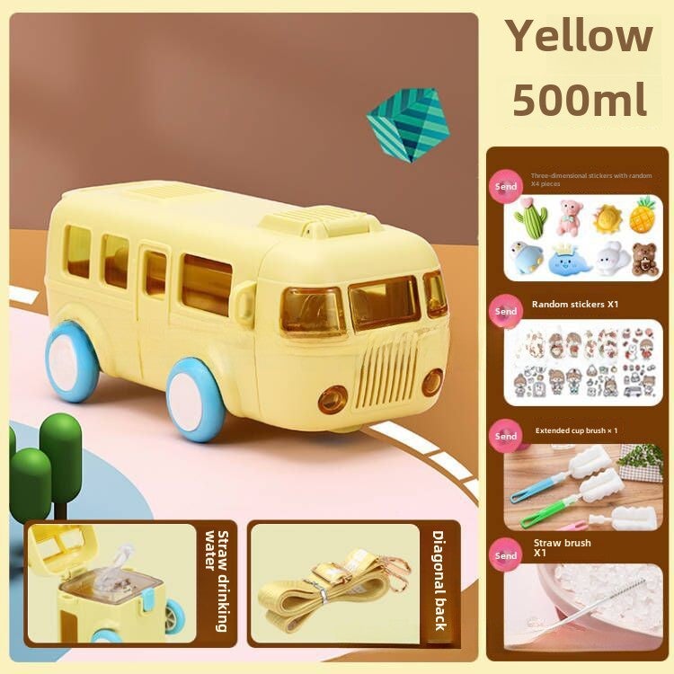 Leakproof Tritan Car Sippy Cup for KidsYellow 500ml + tritan Material + shoulder strap + Cup brush straw brush + 3D sticker Yellow 500ml + tritan Material + shoulder strap + Cup brush straw brush + 3D sticker