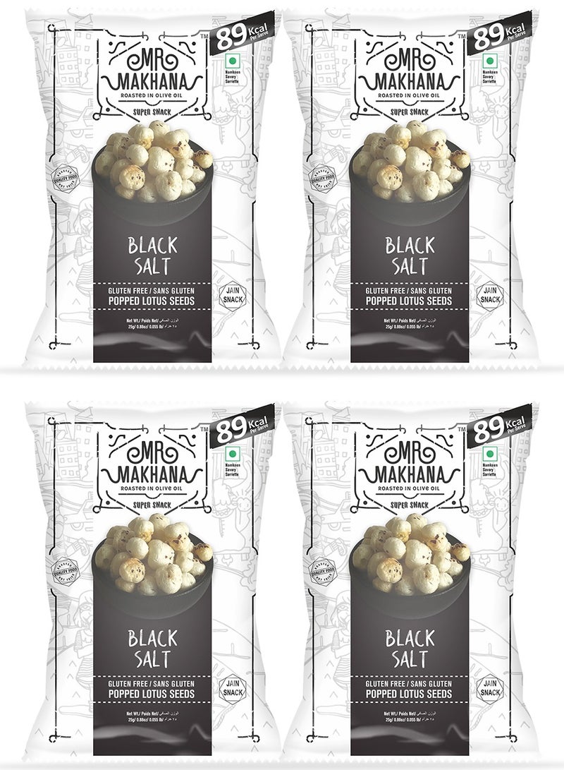 Mr Makhana Black Salt Popped Lotus Seeds 25 Grams Pack Of 4  - Image 1