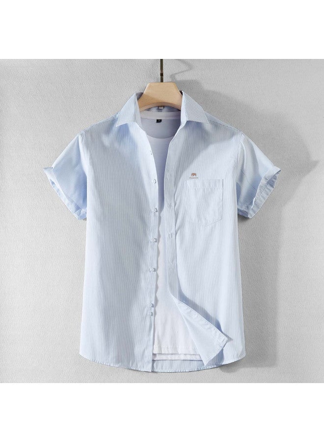 Fomoce cool Solid Color Men's Short Sleeve Shirt For Summer - Image 3
