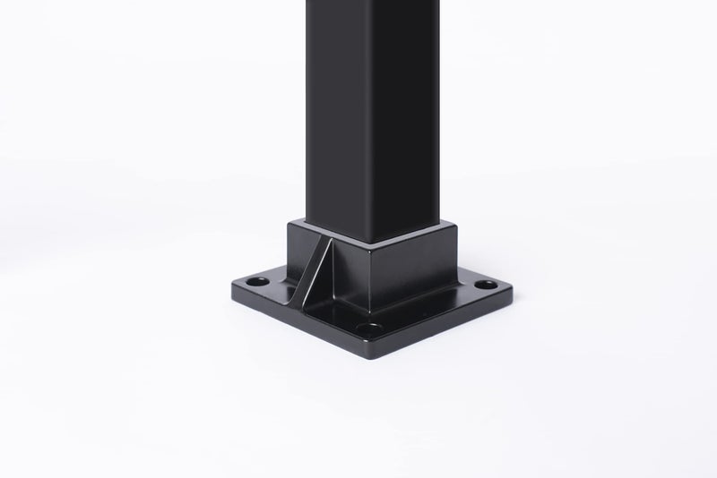 BORDERSMOVER لوح تثبيت على الأرضية لعمود سياج مربع مقاس 2 بوصة ودرابزين على سطح السفينة من الألومنيوم شديد التحمل باللون الأسود - Image 3