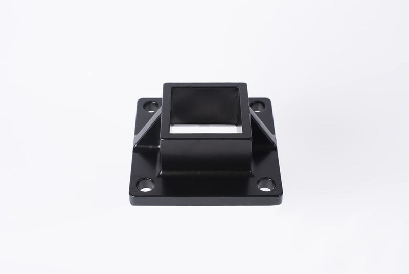 BORDERSMOVER لوح تثبيت على الأرضية لعمود سياج مربع مقاس 2 بوصة ودرابزين على سطح السفينة من الألومنيوم شديد التحمل باللون الأسود - Image 1