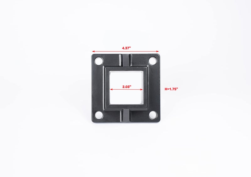 BORDERSMOVER لوح تثبيت على الأرضية لعمود سياج مربع مقاس 2 بوصة ودرابزين على سطح السفينة من الألومنيوم شديد التحمل باللون الأسود - Image 2