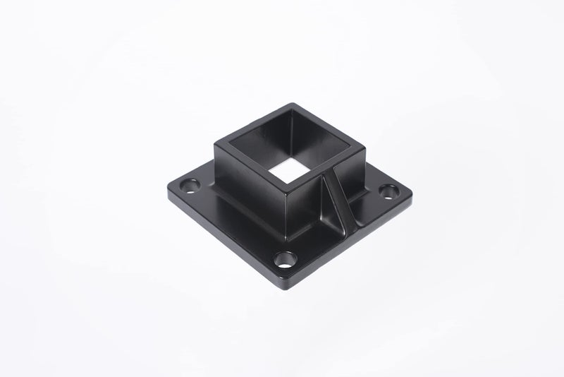 BORDERSMOVER لوح تثبيت على الأرضية لعمود سياج مربع مقاس 2 بوصة ودرابزين على سطح السفينة من الألومنيوم شديد التحمل باللون الأسود - Image 4